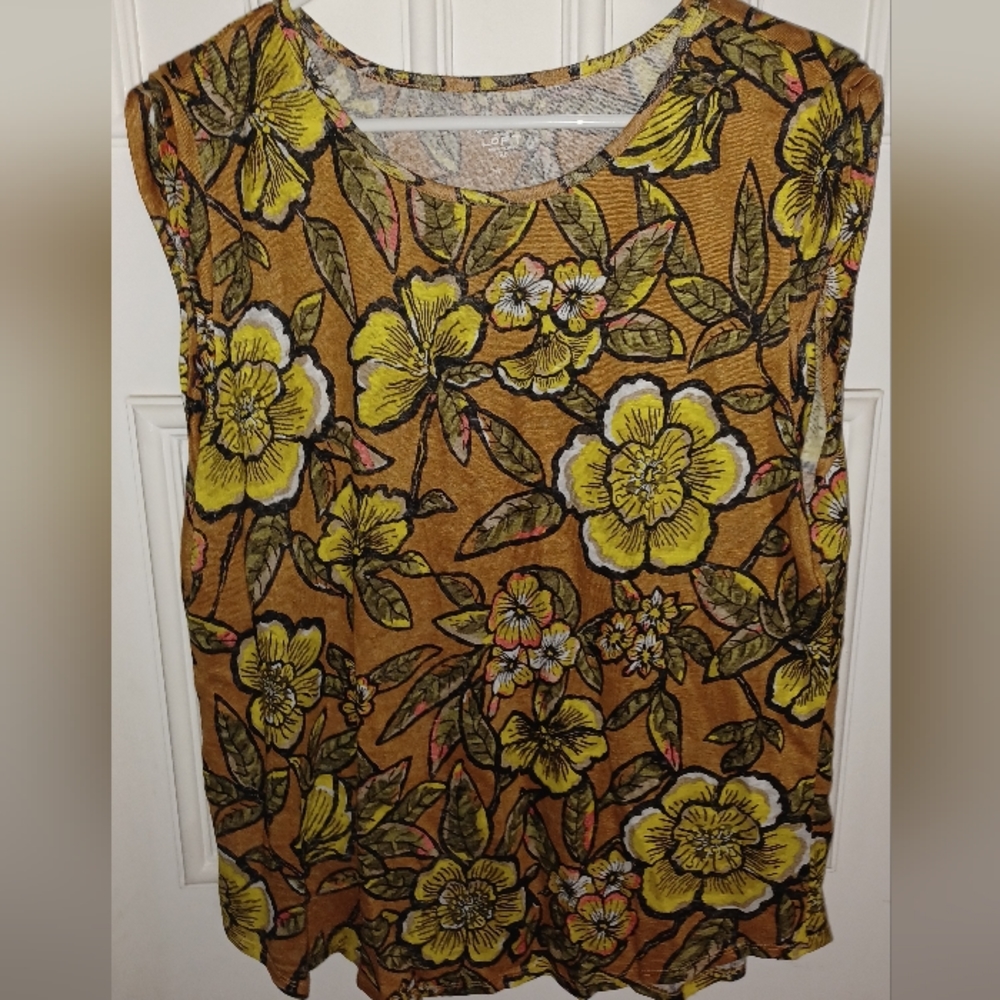 LOFT Linen Floral Sleveless Top Size XL
